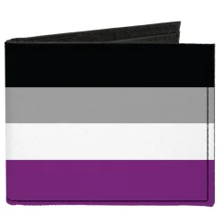 Canvas Bi-Fold Wallet - Flag Asexual Black Gray White Purple