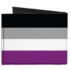 Canvas Bi-Fold Wallet - Flag Asexual Black Gray White Purple