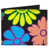 Canvas Bi-Fold Wallet - Flowers Black Multi Color