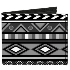 Canvas Bi-Fold Wallet - Geometric5 Grays Black White