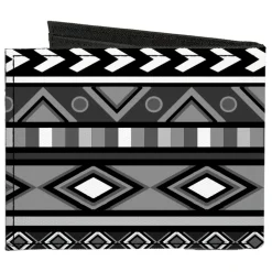 Canvas Bi-Fold Wallet - Geometric5 Grays Black White