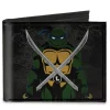 Canvas Bi-Fold Wallet - Leonardo Crossed Katana Dark Pose Black Grays