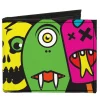 Canvas Bi-Fold Wallet - Monsters CLOSE-UP Black