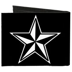 Canvas Bi-Fold Wallet - Nautical Star Black White