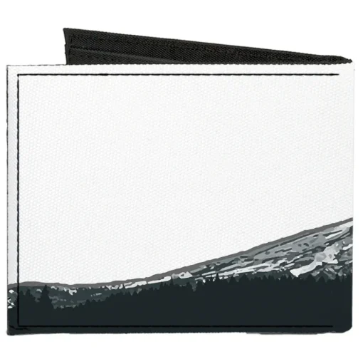 Canvas Bi-Fold Wallet - Orgeon MT. HOOD Scenery White Grays