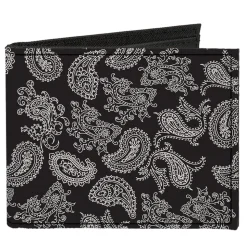 Canvas Bi-Fold Wallet - Paisley Black White