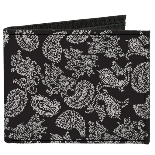 Canvas Bi-Fold Wallet - Paisley Black White
