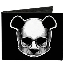 Canvas Bi-Fold Wallet - Panda Skulls