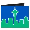 Canvas Bi-Fold Wallet - Seattle Skyline Blue Green