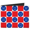 Canvas Bi-Fold Wallet - Smiley Sad Face Checker Red/White/Blue