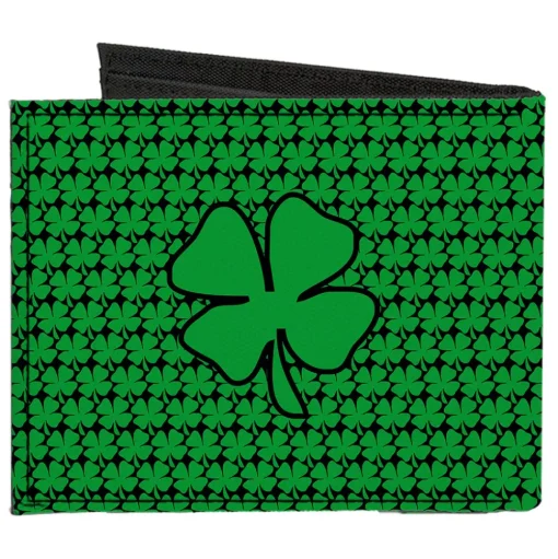 Canvas Bi-Fold Wallet - St. Pat's Clovers Green