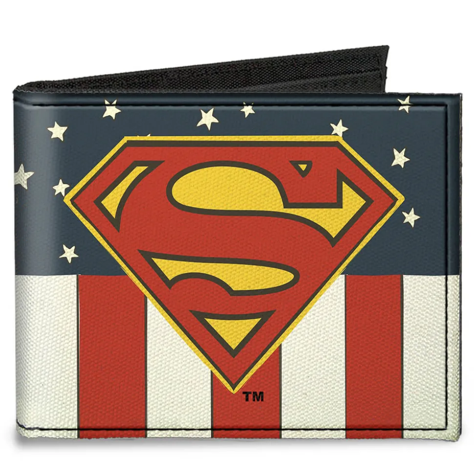 Canvas Bi-Fold Wallet - Superman Shield Americana Red White Blue Yellow