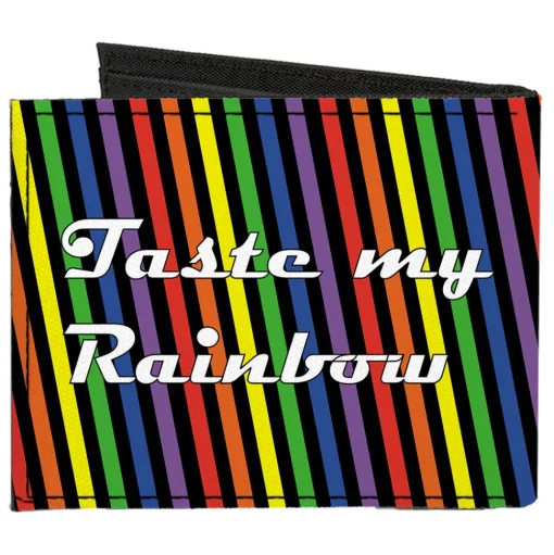 Canvas Bi-Fold Wallet - TASTE MY RAINBOW Black Multi Color