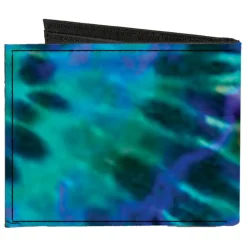 Canvas Bi-Fold Wallet - Tie Dye Green Blue Purple