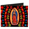 Canvas Bi-Fold Wallet - Virgen de Guadalupe Roses Black Multi Color