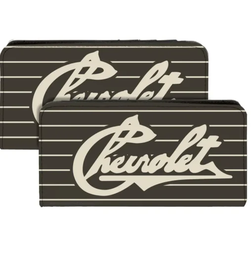 Canvas Snap Wallet - CHEVROLET Heritage Script Stripe Charcoal Tan
