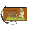 Canvas Zipper Wallet - LARGE - COW AND CHICKEN WHAT'S WRONG WITH YOUR BRAIN Pose Brown
