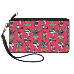 Canvas Zipper Wallet - LARGE - Rick and Morty Pixelverse Icons Scattered Pink