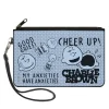 Canvas Zipper Wallet - LARGE - CHARLIE BROWN Poses and Quotes Baby Blue/Black