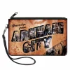 Canvas Zipper Wallet - LARGE - GREETINGS FROM ARKHAM CITY Postcard Tans/City Scenes
