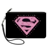 Canvas Zipper Wallet - LARGE - Superman Heart Shield Black/Pinks