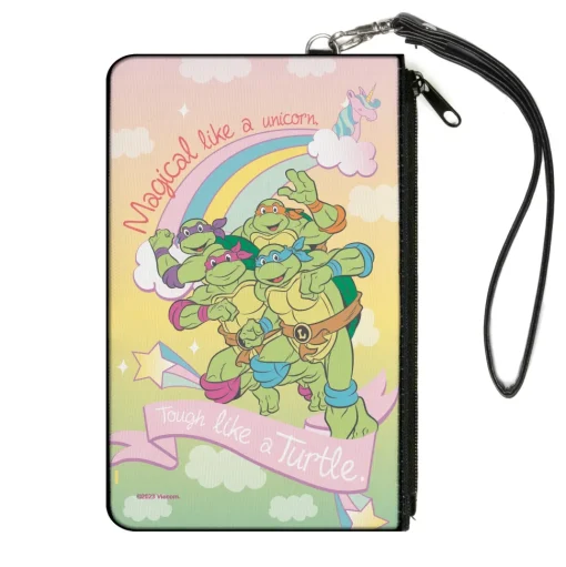 Canvas Zipper Wallet - LARGE - Classic TMNT Turtles Pose19 MAGICAL LIKE A UNICORN-TOUGH LIKE A TURTLE Multi Pastel