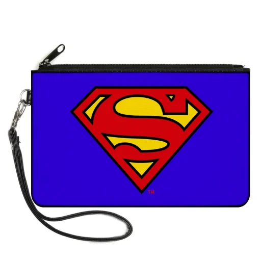 Canvas Zipper Wallet - LARGE - Superman Blue