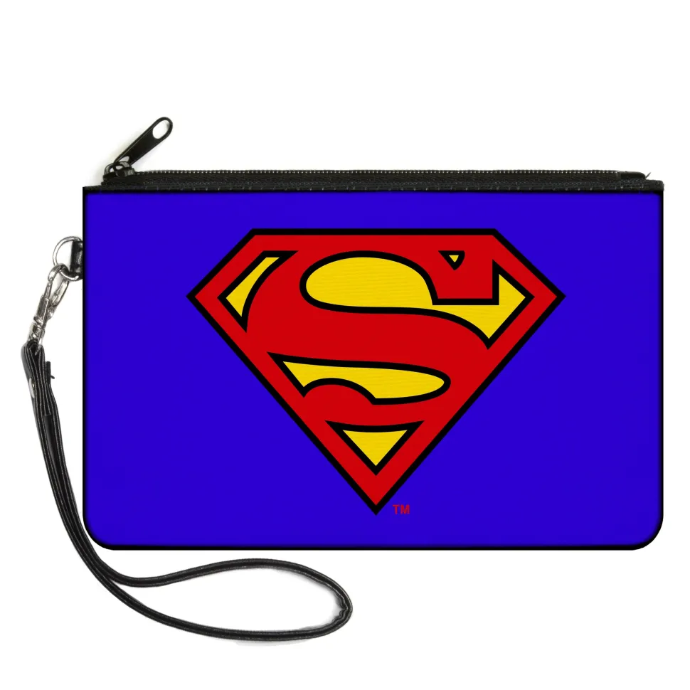 Canvas Zipper Wallet - LARGE - Superman Blue