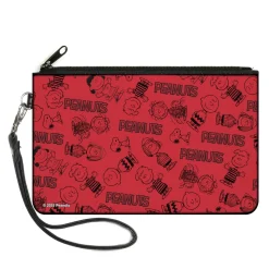Canvas Zipper Wallet - LARGE - PEANUTS Gang Six Character and Title Logo Collage Red/Black