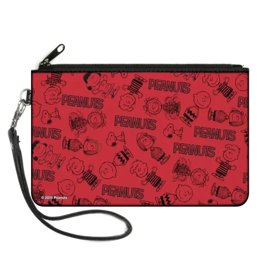 Canvas Zipper Wallet - LARGE - PEANUTS Gang Six Character and Title Logo Collage Red/Black