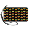 Canvas Zipper Wallet - LARGE - Rainbow Hearts Flip Black Multi Color