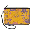 Canvas Zipper Wallet - LARGE - Furby Furbish Phrases and Icons Orange/Pink/Purple
