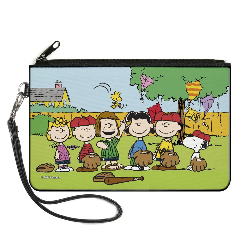 Canvas Zipper Wallet - LARGE - Peanuts Gang Backyard Baseball Group Pose