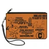 Canvas Zipper Wallet - LARGE - Snoopy Poses and Quotes Collage Orange/Black