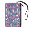 Canvas Zipper Wallet - LARGE - Gremlins The New Batch Gizmo Poses Peace Collage Blues/Pinks