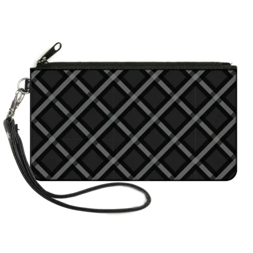 Canvas Zipper Wallet - LARGE - Buffalo Plaid X Charcoal Black Gray