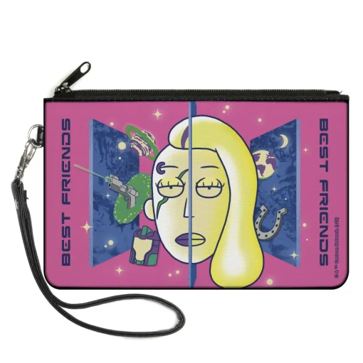 Canvas Zipper Wallet - LARGE - Rick and Morty Space Beth and Beth Smith BEST FRIENDS Pink/Blues
