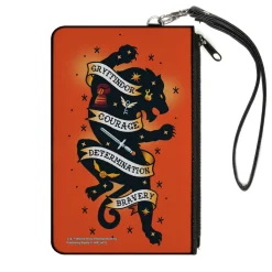 Canvas Zipper Wallet - LARGE - Harry Potter GRYFFINDOR Lion COURAGE DETERMINATION BRAVERY Tattoo Orange
