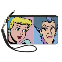 Canvas Zipper Wallet - LARGE - Cinderella and Wicked Step Mother Lady Tremaine Face Blocks
