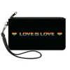 Canvas Zipper Wallet - LARGE - LOVE IS LOVE Heart Black Rainbow