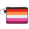 Canvas Zipper Wallet - MINI X-SMALL - Flag Lesbian Five Stripe Oranges White Pinks