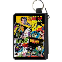 Canvas Zipper Wallet - MINI X-SMALL - Retro Batman 6-Comic Book Covers Stacked