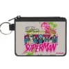 Canvas Zipper Wallet - MINI X-SMALL - Superman LAST SON OF KRYPTON Poses White/Multi Color