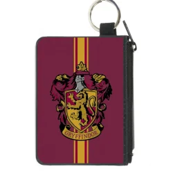 Canvas Zipper Wallet - MINI X-SMALL - GRYFFINDOR Crest Vertical Stripe Burgundy Gold