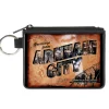Canvas Zipper Wallet - MINI X-SMALL - GREETINGS FROM ARKHAM CITY Postcard Tans City Scenes