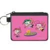 Canvas Zipper Wallet - MINI X-SMALL - THE FAIRLY ODDPARENTS Timmy with Cosmo and Wanda Group Pose Pink