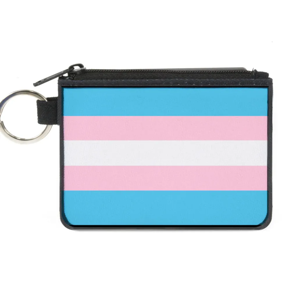 Canvas Zipper Wallet - MINI X-SMALL - Flag Transgender Baby Blue Baby Pink White