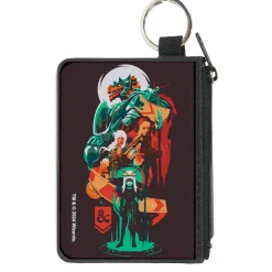 Canvas Zipper Wallet - MINI X-SMALL - Dungeons and Dragons Character Collage Brown/Multi Color