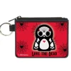 Canvas Zipper Wallet - MINI X-SMALL - Skelanimals Pen the Penguin LOVE THE DEAD Pose Red/Black/White
