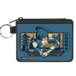 Canvas Zipper Wallet - MINI X-SMALL - The Legend of Korra Avatar KORRA Bridge Pose and Text Blues